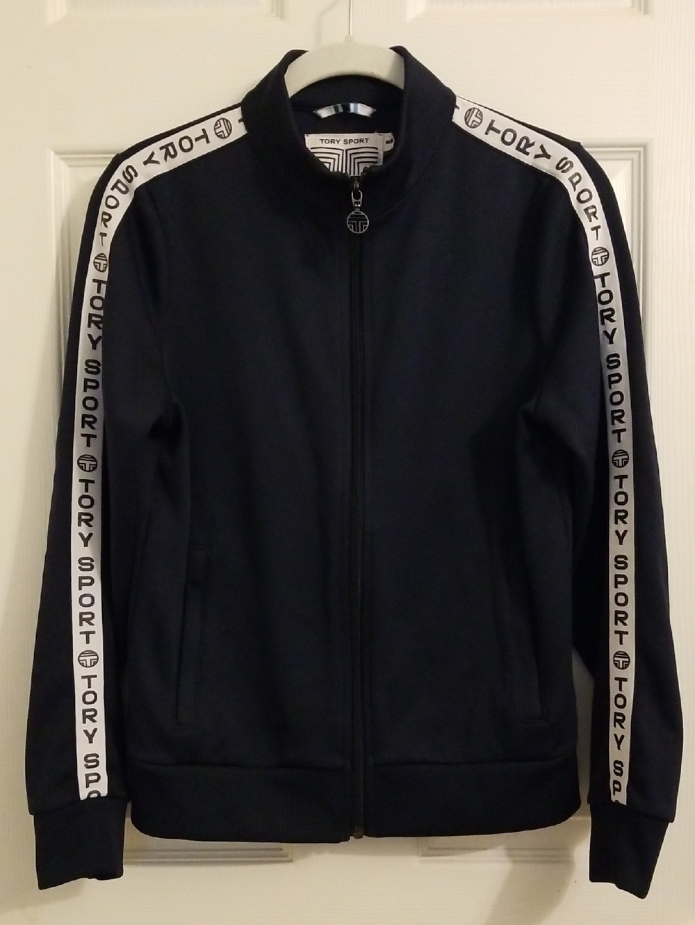 Tory Sport Navy Track Jacket with White Logo Tape